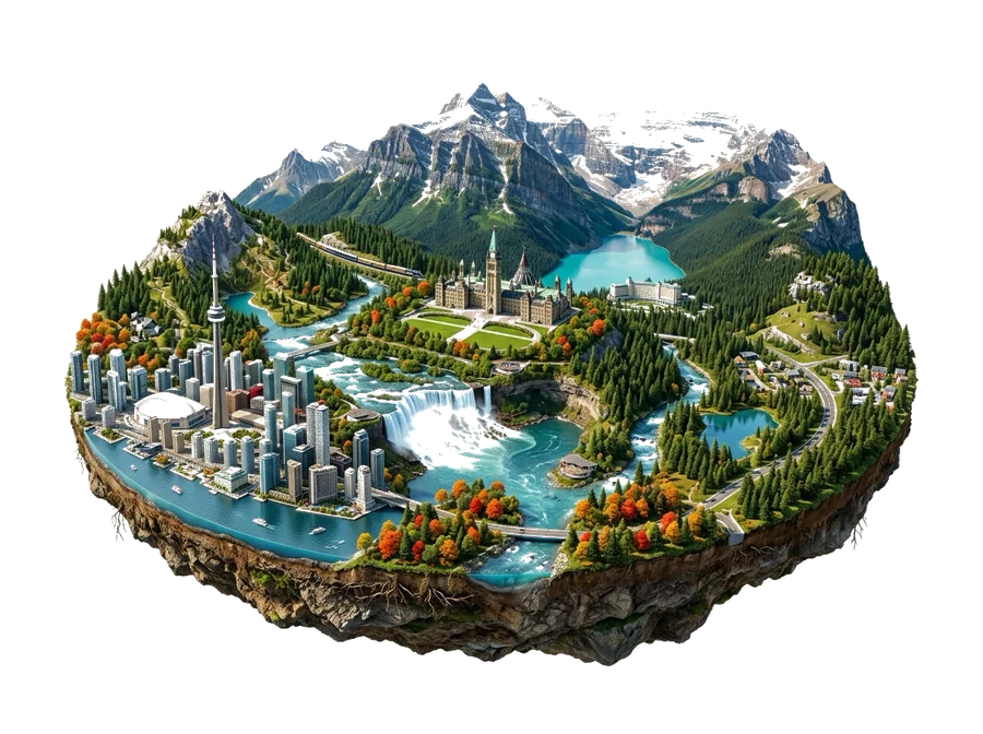 Canada — floating island with landmarks