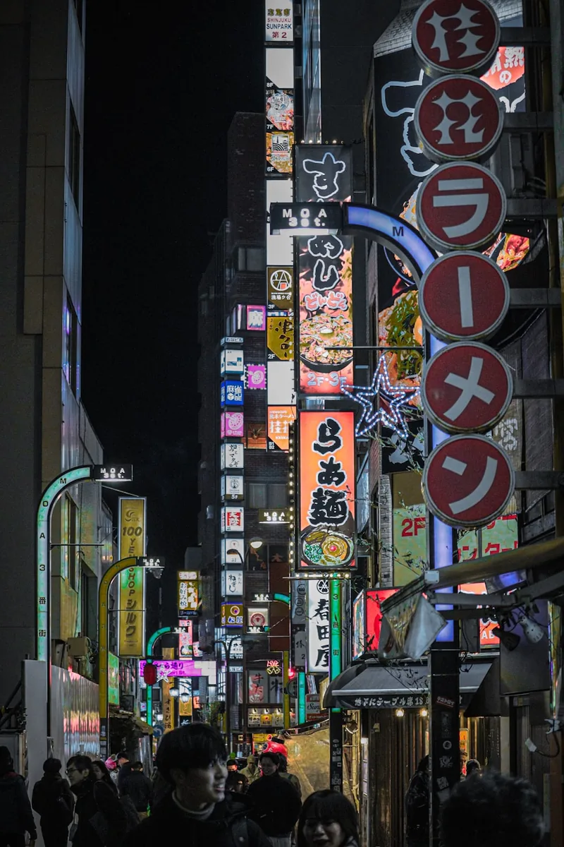 Vibrant Tokyo neon street at night, Japan