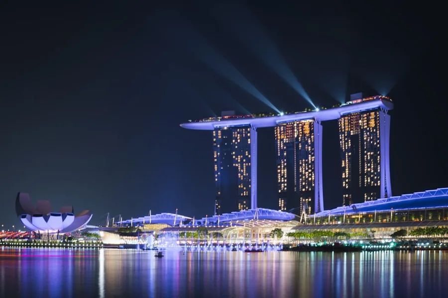 Marina Bay Sands illuminated at night, Singapore
