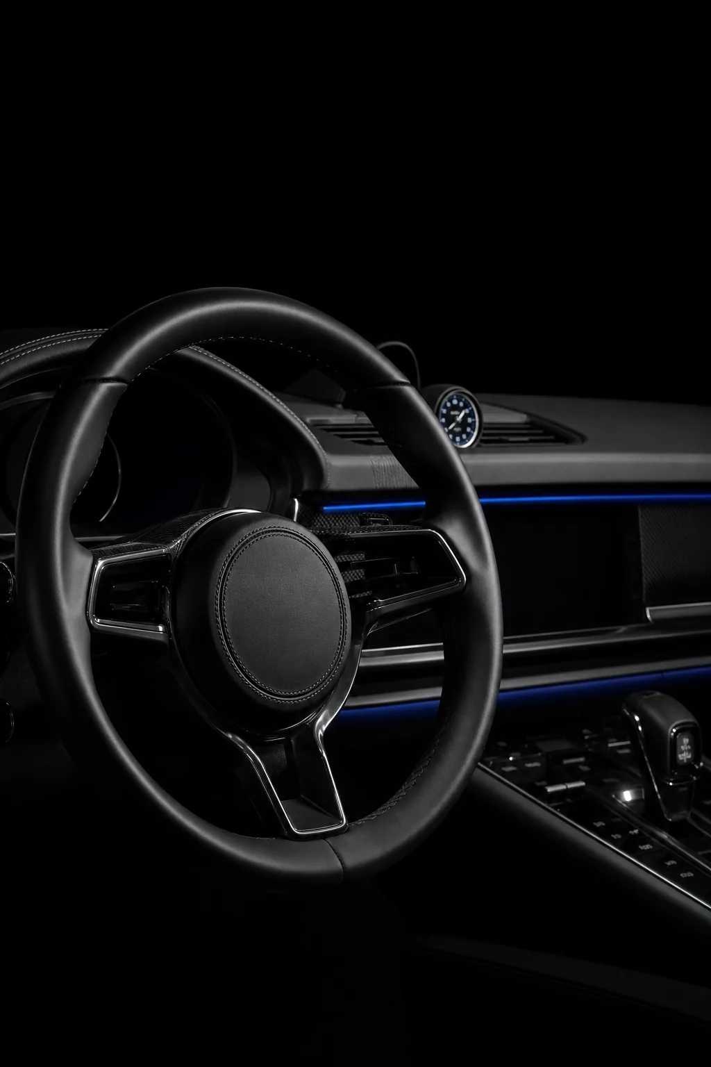 Interior detail of a luxury performance vehicle