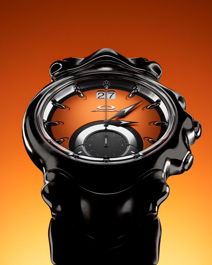 Oakley Judge watch close-up with burnt orange dial